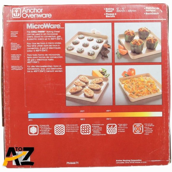 Vintage Anchor Ovenware Hocking Microware 12" Square Baking Sheet w Box & Manual - Picture 3 of 12